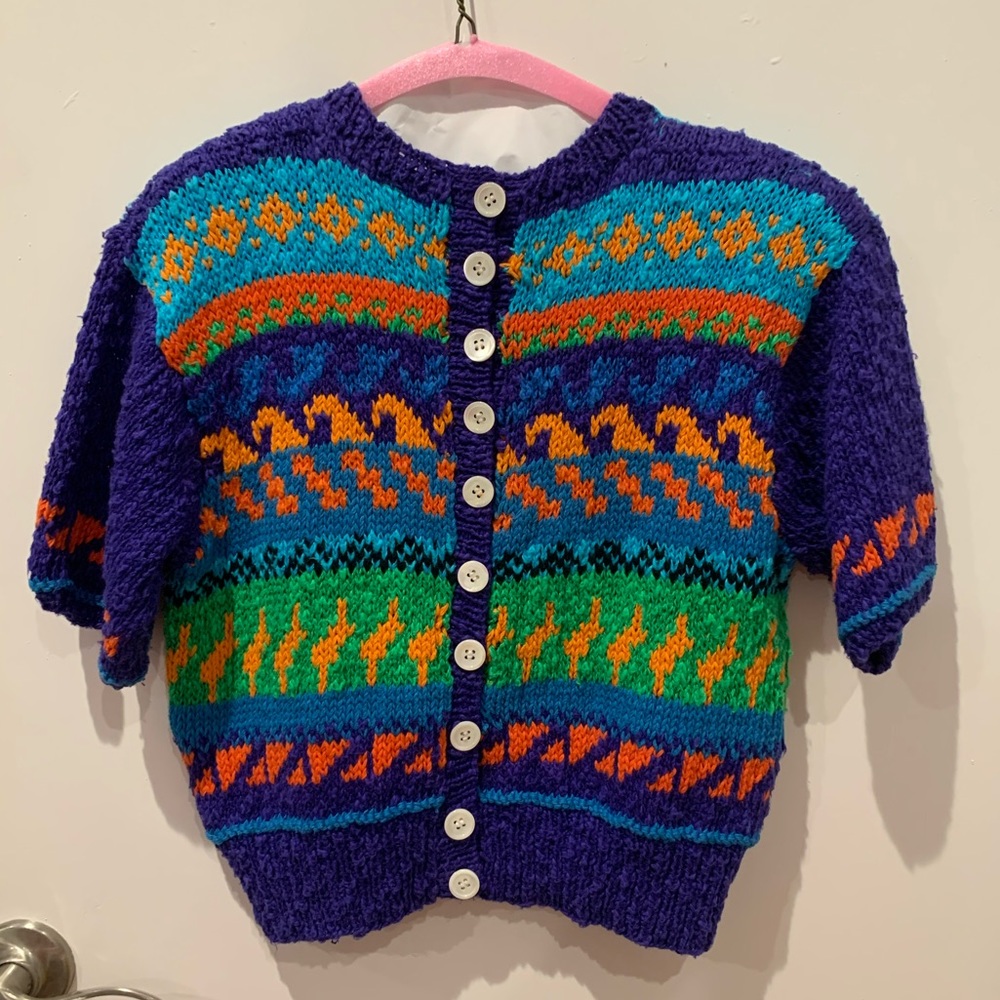 VINTAGE Liz Claiborne 80s cropped neon sweater top